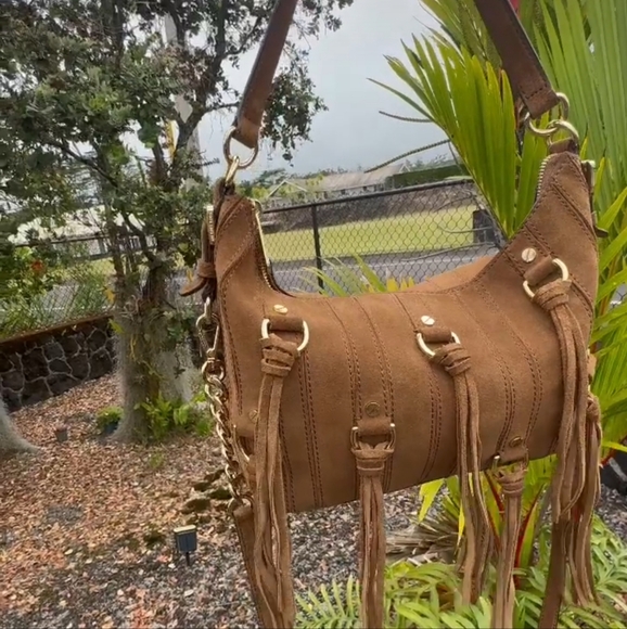FUC Michael Kors Brown Suede Tassel Shoulder Bag *Pending Cleaning* ⏬ - Picture 1 of 10